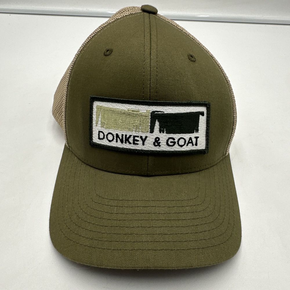 Vintage Patch Hat Donkey & Goat Mesh Trucker Snapback Yupoong Wine Berkeley CA